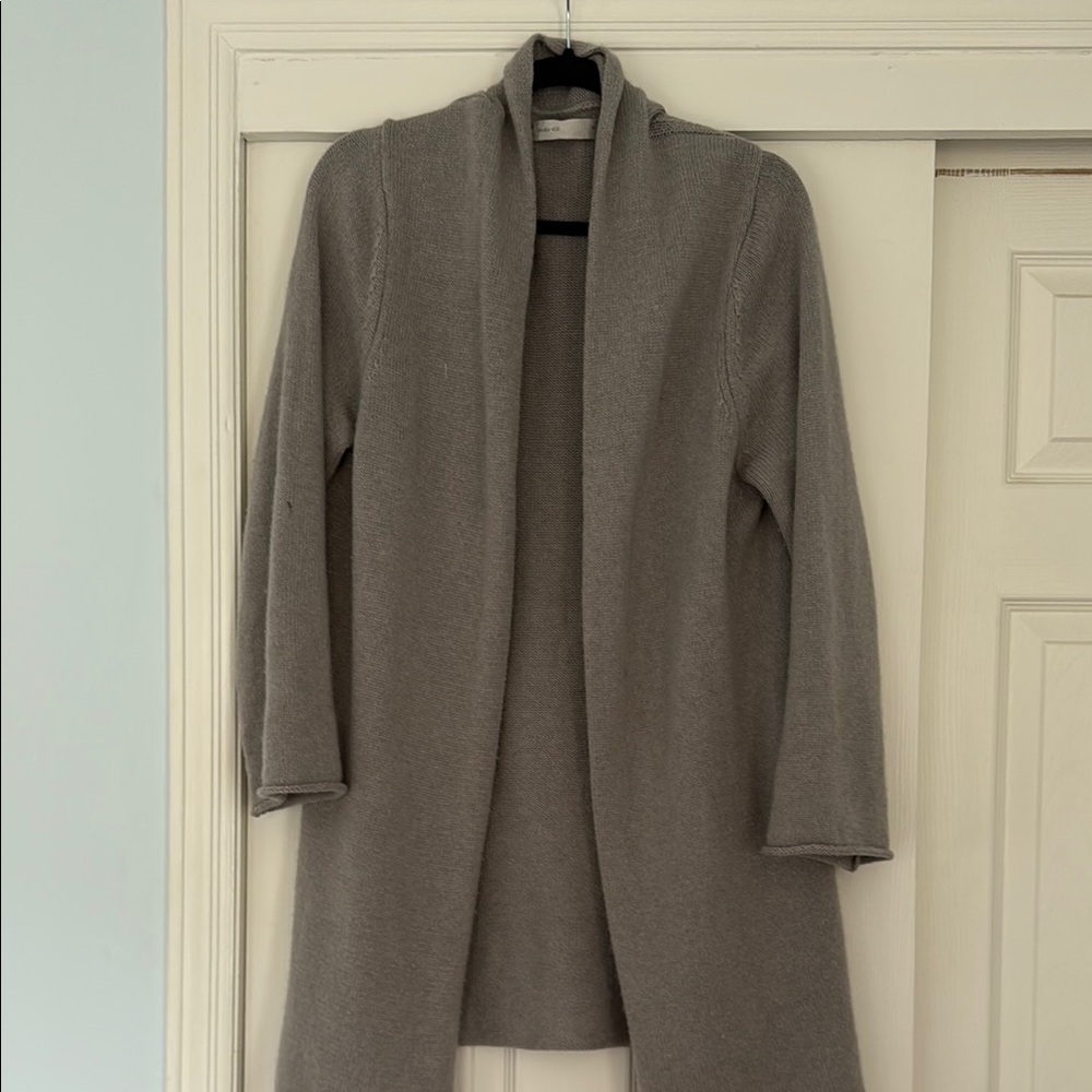 Gray Open Front Cardigan 100% Cashmere